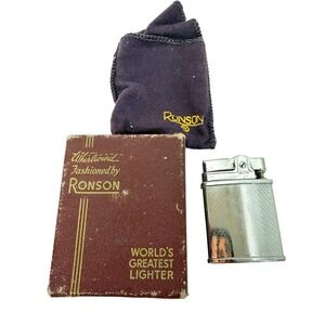 Ronson Whirlwind Lighter World's Greatest Lighter Silver Tone Engraved Vintage